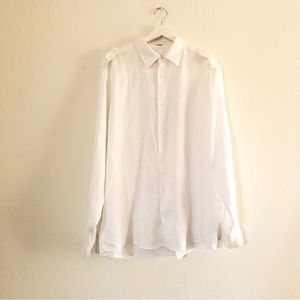 Calvin Klein Men’s long sleeve Linen Shirt with shoulder pads modern fit size XL